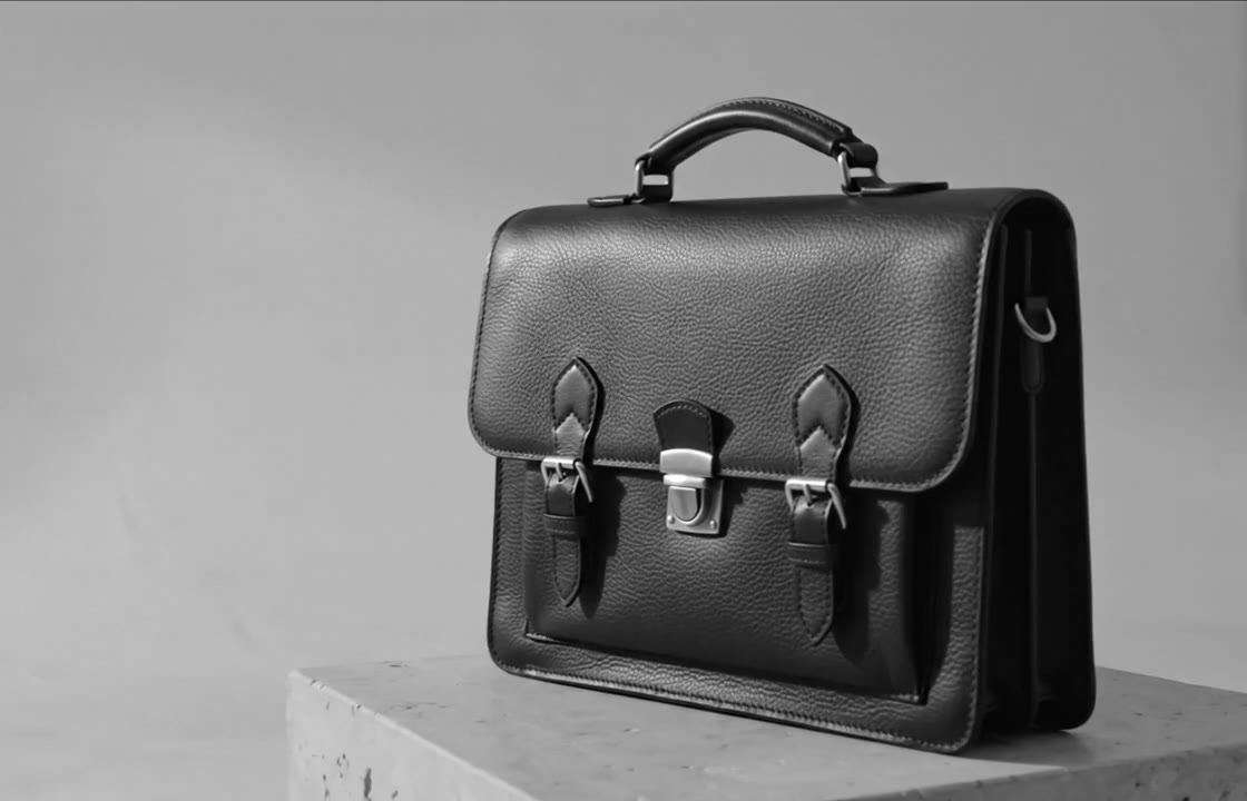 A Kessler briefcase on a plinth in the studio